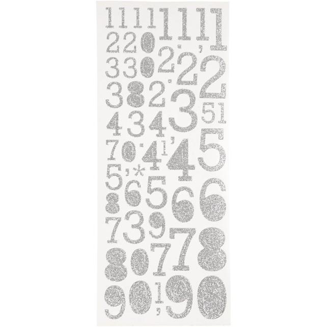 Focus Glitterstickers Argent Numbers