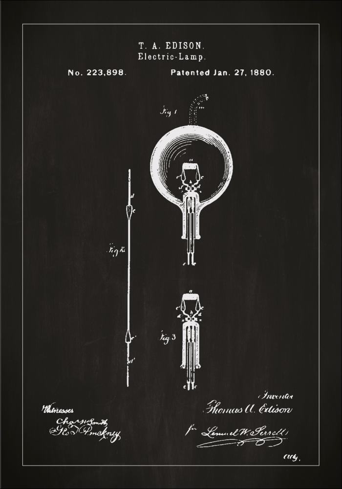 Dessin de brevet - Ampoule à incandescence B - Noir Poster