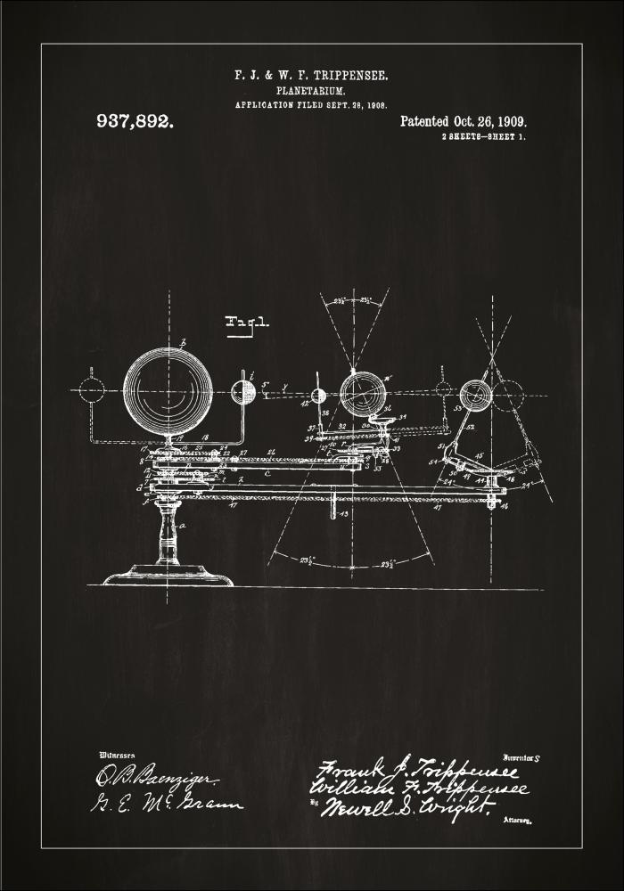 Dessin de brevet - Planétarium - Noir Poster