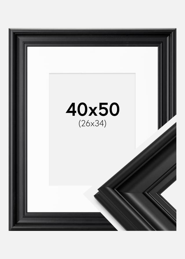 Cadre Mora Premium Noir 40x50 cm - Passe-partout Blanc 27x35 cm