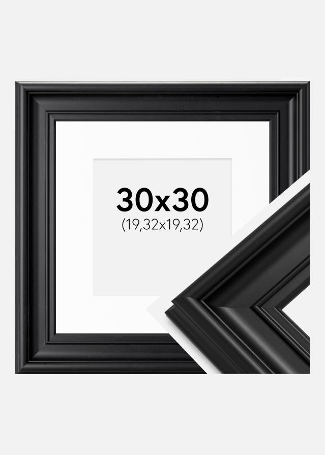 Cadre Mora Premium Noir 30x30 cm - Passe-partout Blanc 8x8 inches