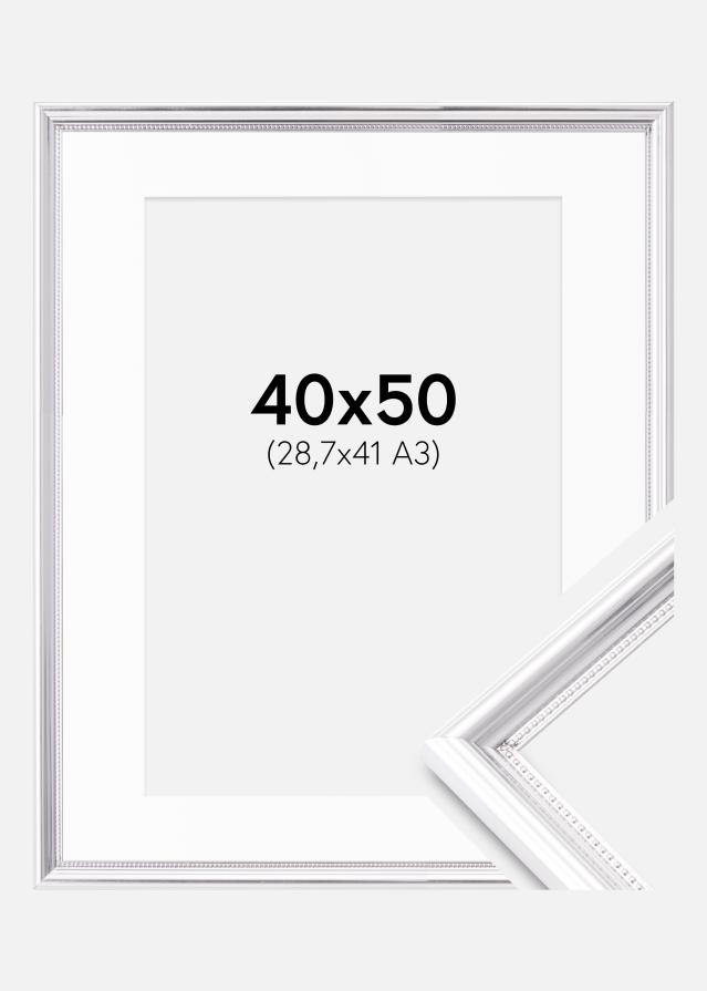 Cadre Gala Argent 40x50 cm - Passe-partout Blanc 29,7x42 cm (A3)