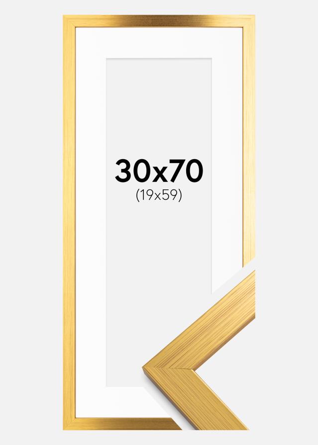Cadre Gold Wood 30x70 cm - Passe-partout Blanc 20x60 cm