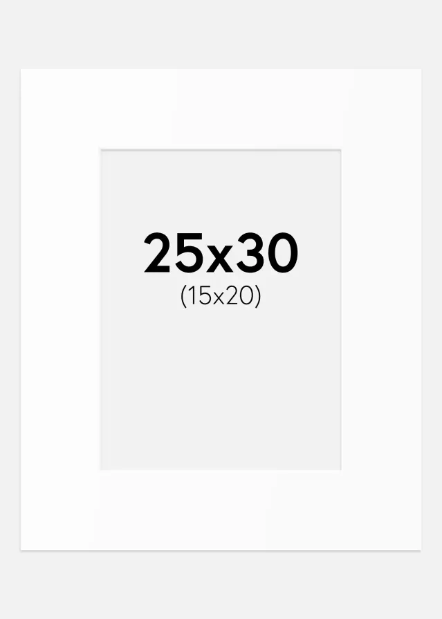 Passe-partout Blanc Standard (noyau blanc) 25x30 cm (15x20)