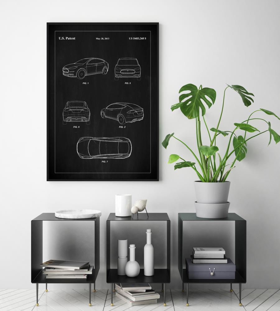 Patent Print - Tesla - Black Poster