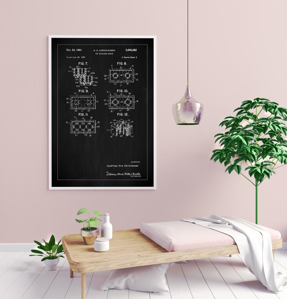 Patent Print - Lego Block II - Black Poster