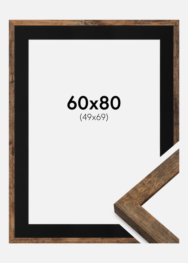 Cadre Fiorito Washed Oak 60x80 cm - Passe-partout Noir 50x70 cm