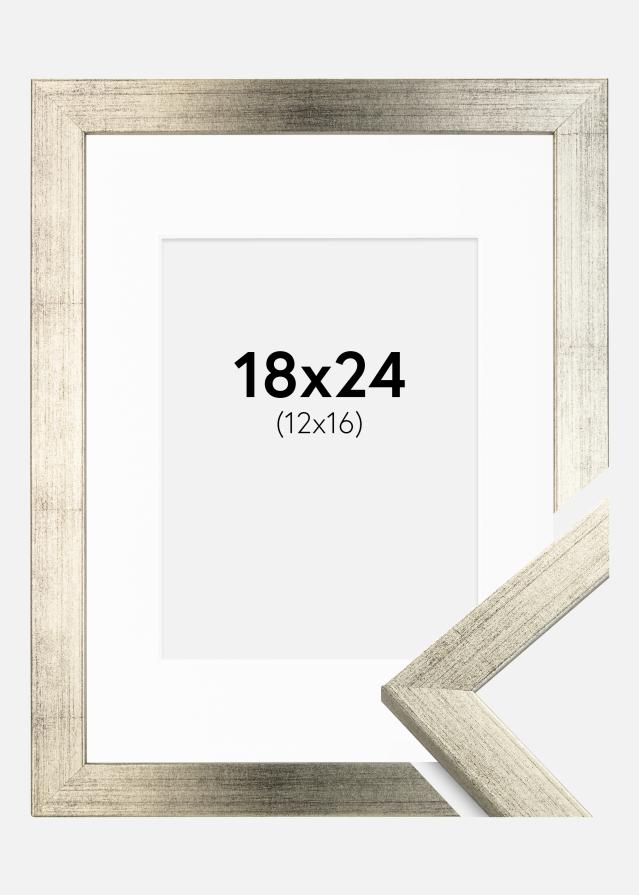 Cadre Stilren Argent 18x24 cm - Passe-partout Blanc 13x17 cm