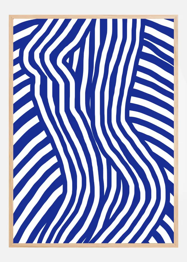 Blue and White Striped Nude Poster