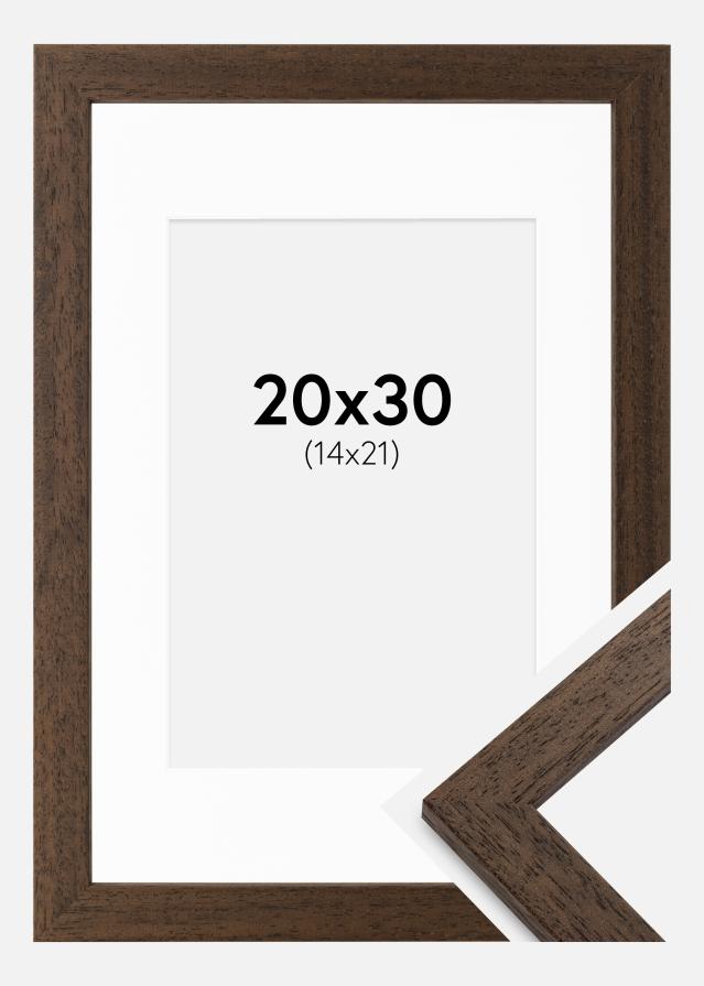 Cadre Brown Wood 20x30 cm - Passe-partout Blanc 15x22 cm