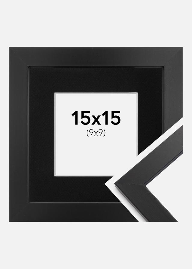 Cadre Black Wood 15x15 cm - Passe-partout Noir 10x10 cm