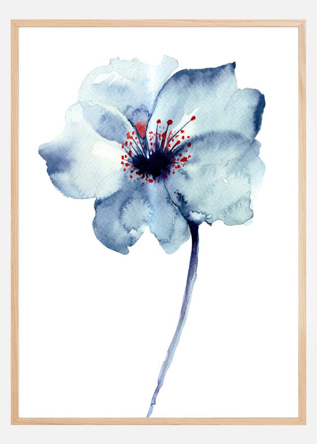 Aquarelle Flower - Blue Poster