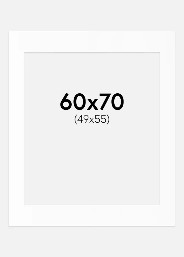 Passe-partout Blanc Standard (noyau blanc) 60x70 cm (49x55)