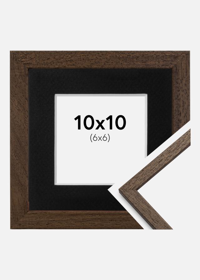 Cadre Edsbyn Noyer 10x10 cm - Passe-partout Noir 7x7 cm