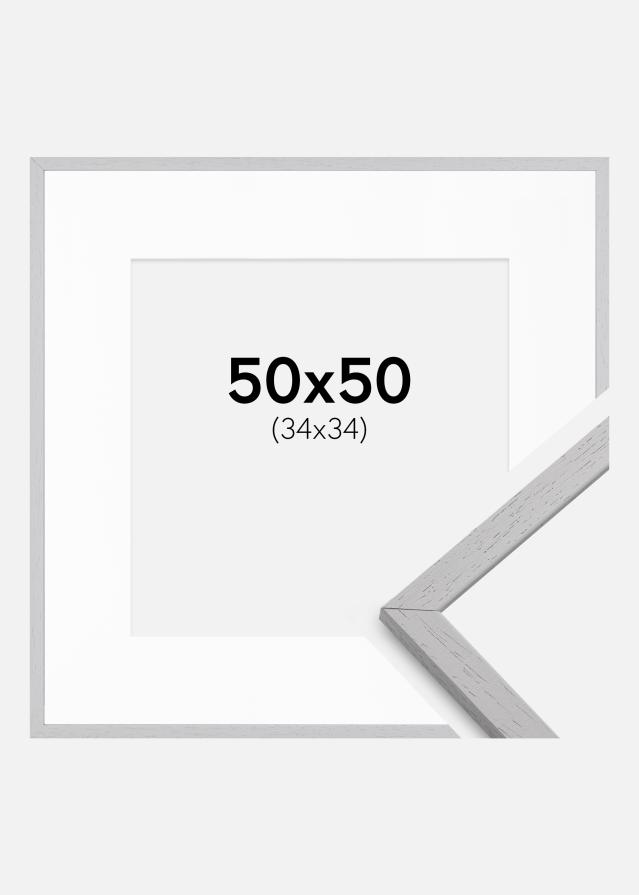 Cadre Edsbyn Grey 50x50 cm - Passe-partout Blanc 35x35 cm