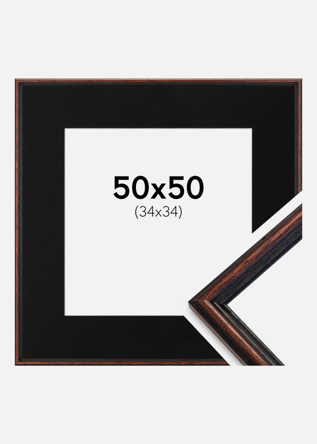 Cadre Horndal Noyer 50x50 cm - Passe-partout Noir 35x35 cm