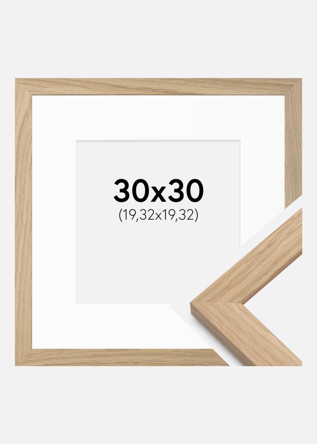 Cadre Oak Wood 30x30 cm - Passe-partout Blanc 8x8 inches