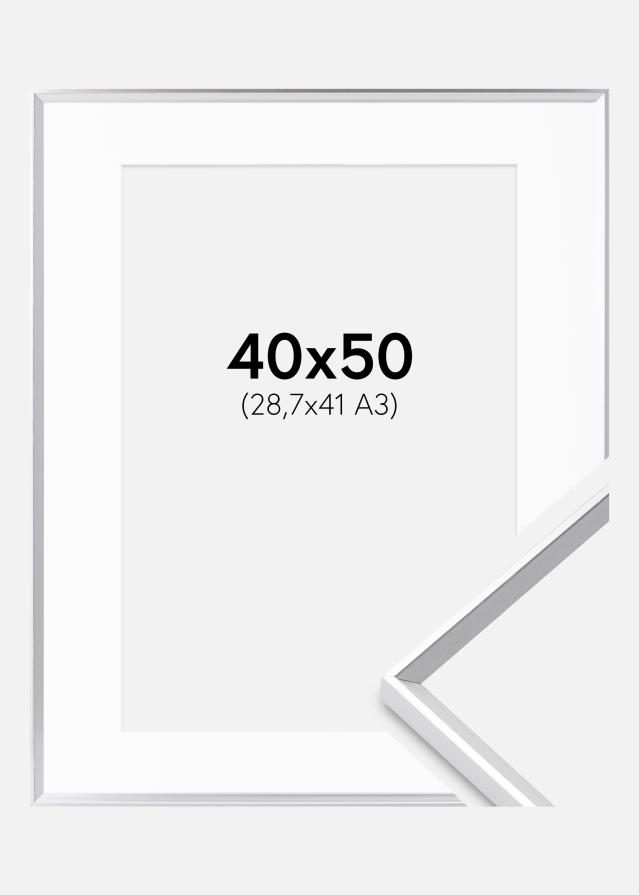 Cadre Desire Argent 40x50 cm - Passe-partout Blanc 29,7x42 cm (A3)
