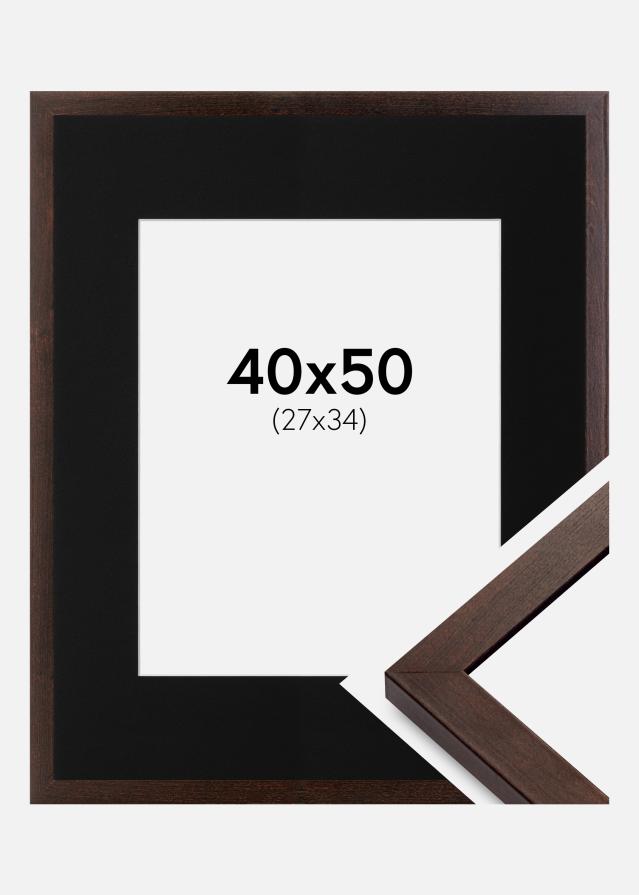 Cadre Selection Noyer 40x50 cm - Passe-partout Noir 28x35 cm