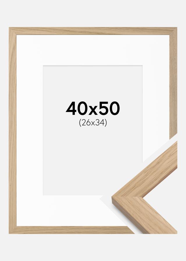 Cadre Oak Wood 40x50 cm - Passe-partout Blanc 27x35 cm