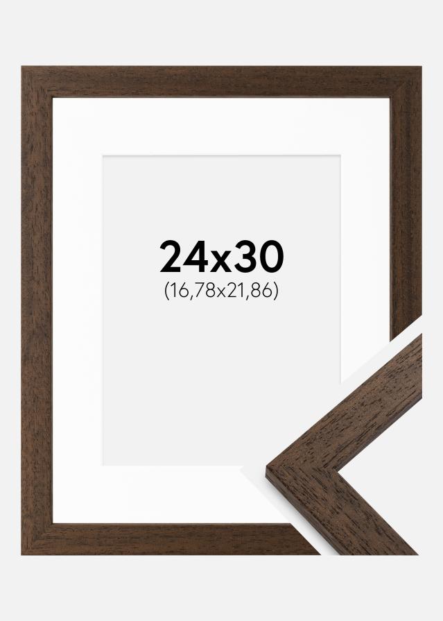 Cadre Brown Wood 24x30 cm - Passe-partout Blanc 7x9 inches