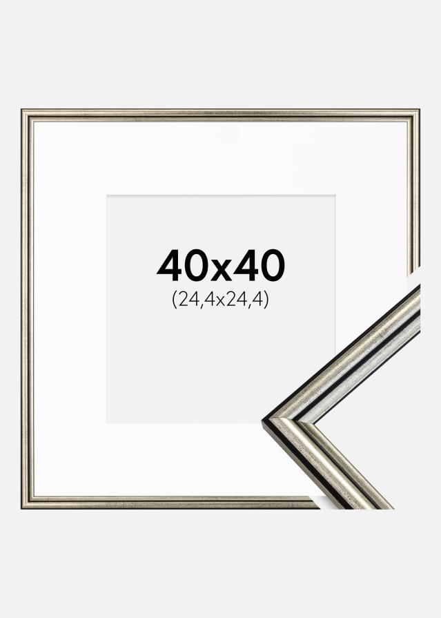 Cadre Horndal Argent 40x40 cm - Passe-partout Blanc 10x10 pouces