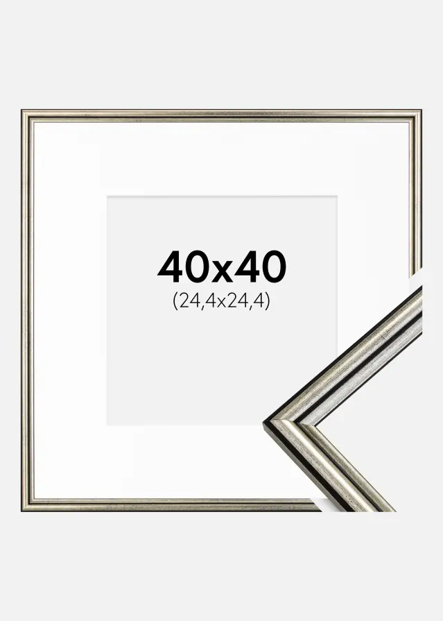 Cadre Horndal Argent 40x40 cm - Passe-partout Blanc 10x10 pouces