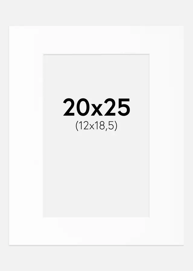 Passe-partout Blanc Standard (noyau blanc) 20x25 cm (12x18,5)