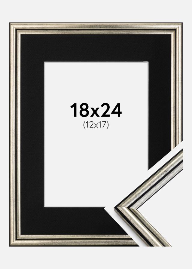 Cadre Horndal Argent 18x24 cm - Passe-partout Noir 13x18 cm