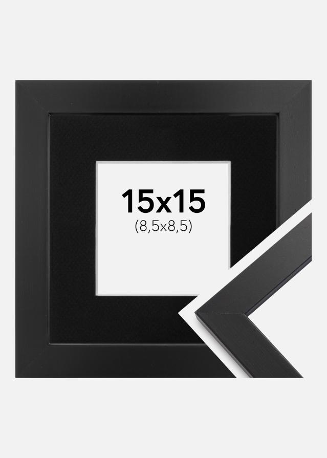 Cadre Black Wood 15x15 cm - Passe-partout Noir 9x9 cm