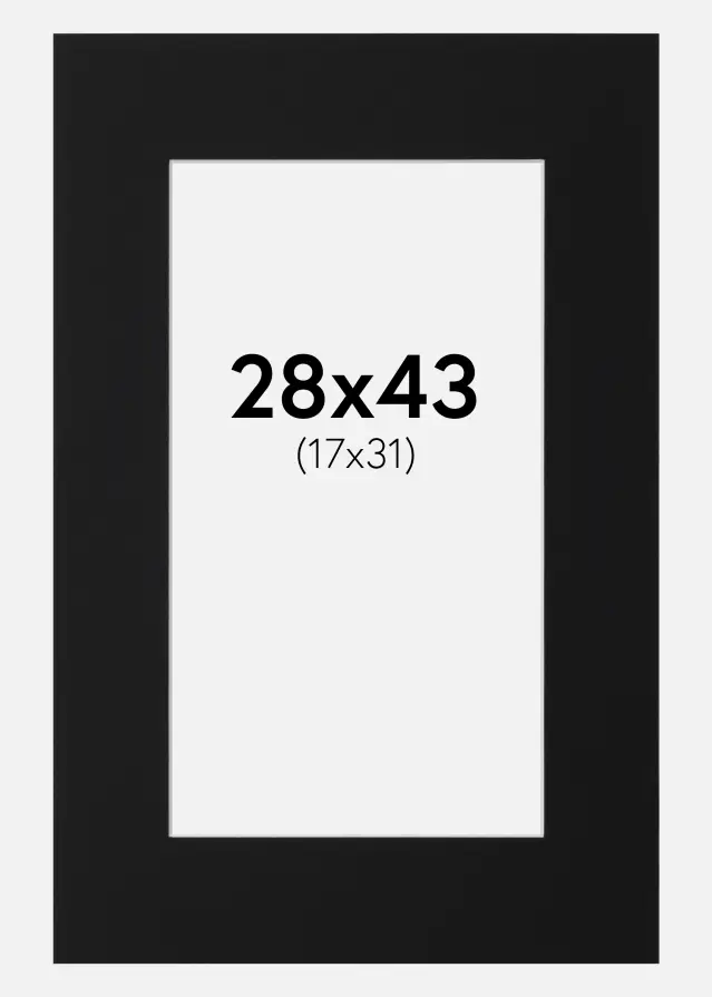 Passe-partout Noir Standard (noyau blanc) 28x43 cm (17x31)