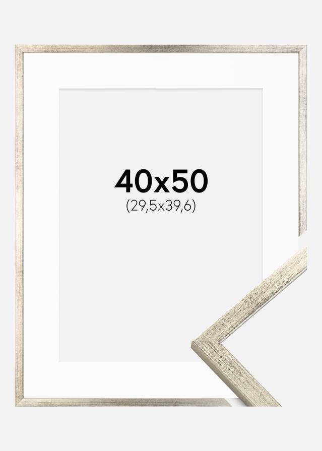 Cadre Galant Argent 40x50 cm - Passe-partout Blanc 12x16 pouces