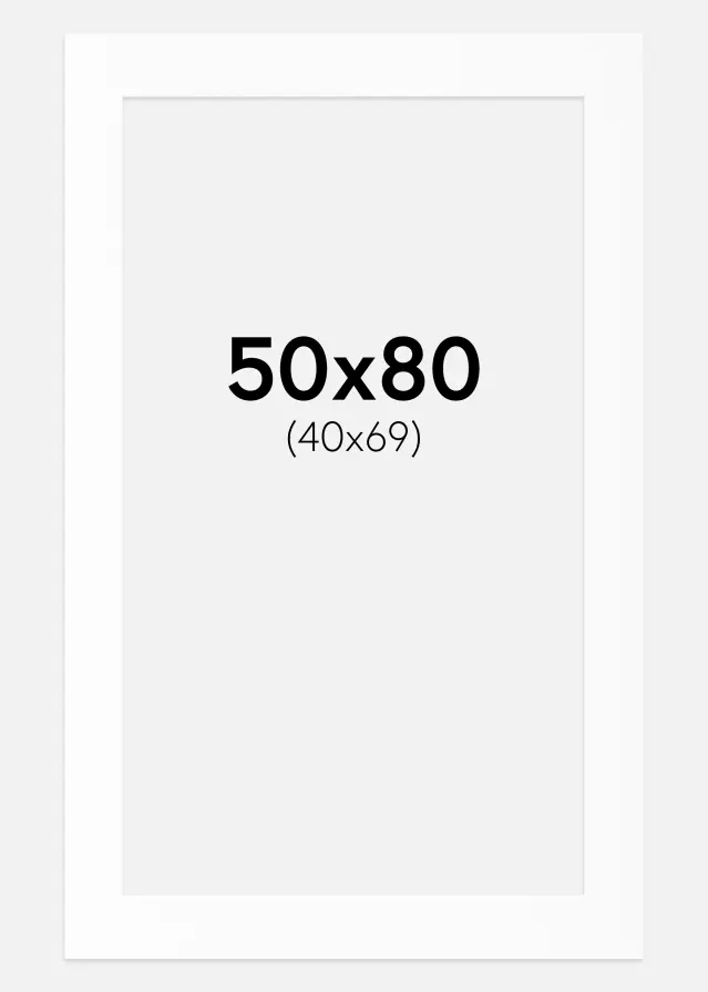 Passe-partout Blanc Standard (noyau blanc) 50x80 cm (40x69)