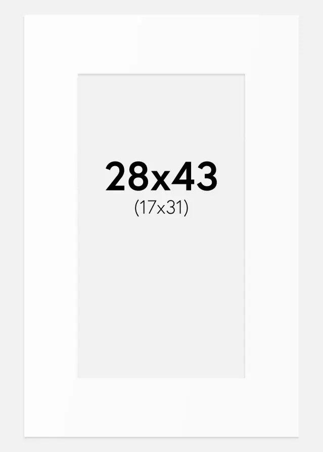 Passe-partout Blanc Standard (noyau blanc) 28x43 cm (17x31)