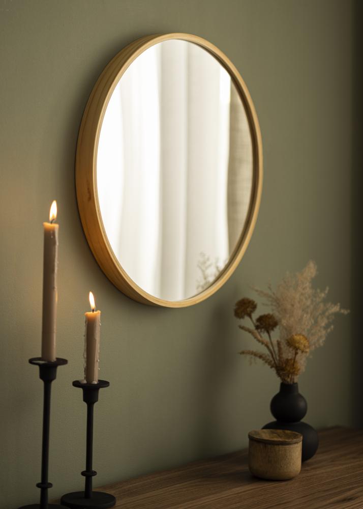 KAILA Miroir rond Deep - Oak diamètre 50 cm