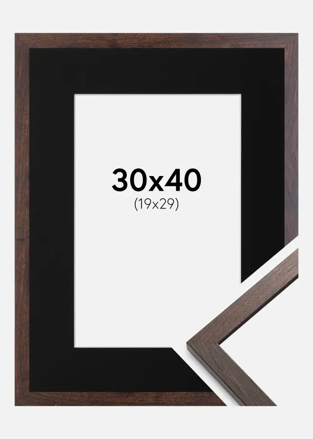 Cadre Trendy Noyer 30x40 cm - Passe-partout Noir 20x30 cm