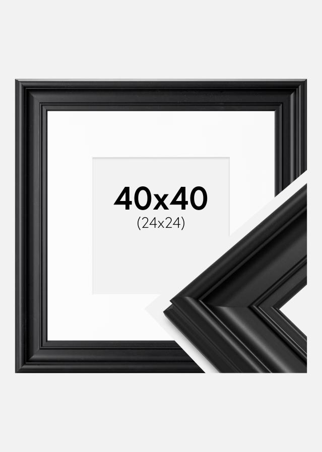 Cadre Mora Premium Noir 40x40 cm - Passe-partout Blanc 25x25 cm