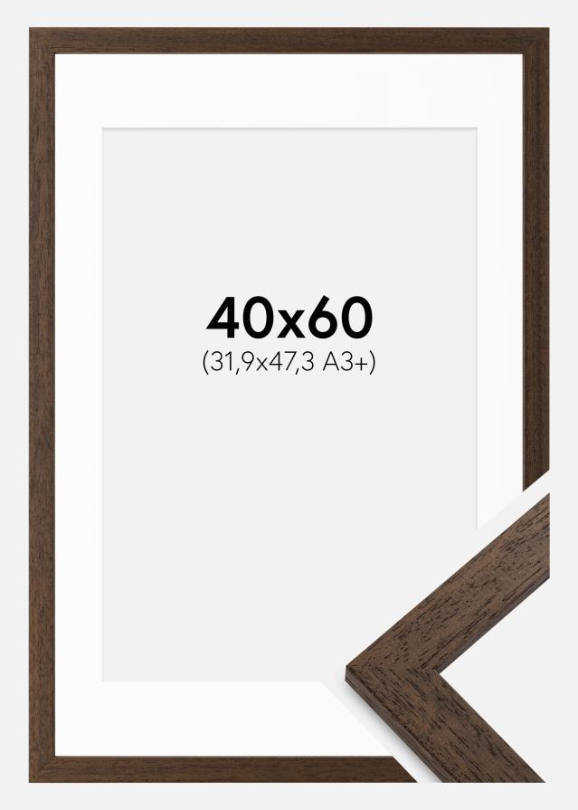 Cadre Brown Wood 40x60 cm - Passe-partout Blanc 32,9x48,3 cm (A3+)