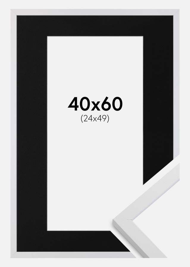 Cadre Trendy Blanc 40x60 cm - Passe-partout Noir 25x50 cm