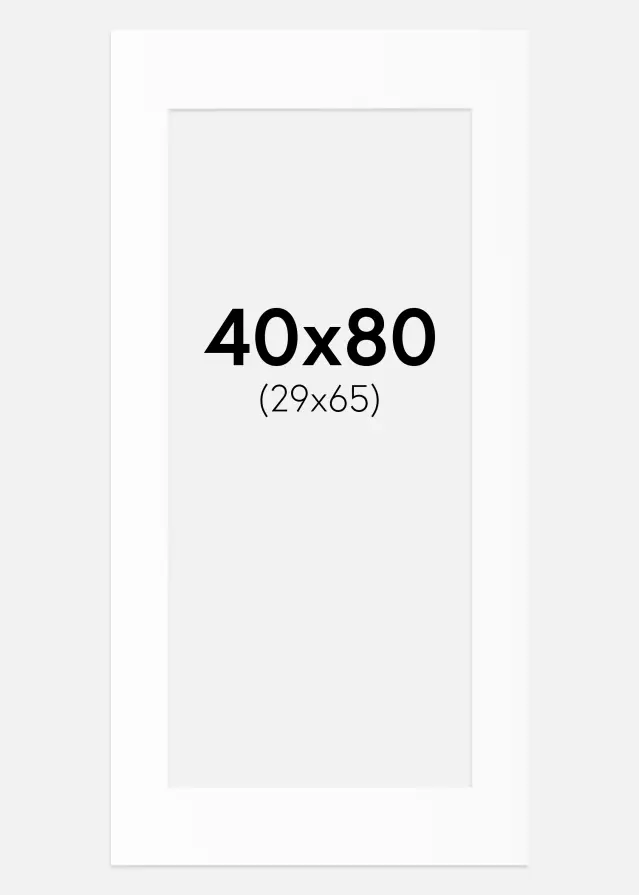 Passe-partout Blanc Standard (noyau blanc) 40x80 cm (29x65)