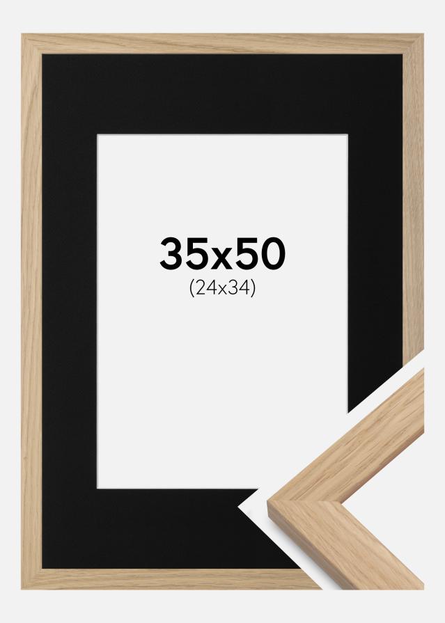 Cadre Oak Wood 35x50 cm - Passe-partout Noir 25x35 cm