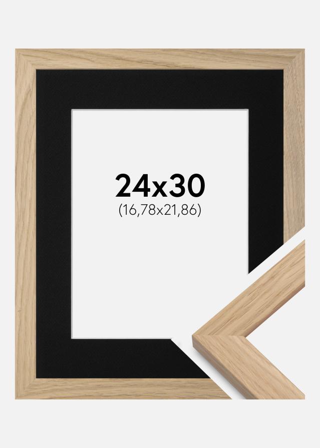 Cadre Oak Wood 24x30 cm - Passe-partout Noir 7x9 pouces