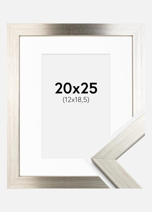 Cadre Silver Wood 20x25 cm - Passe-partout Blanc 13x19,5 cm