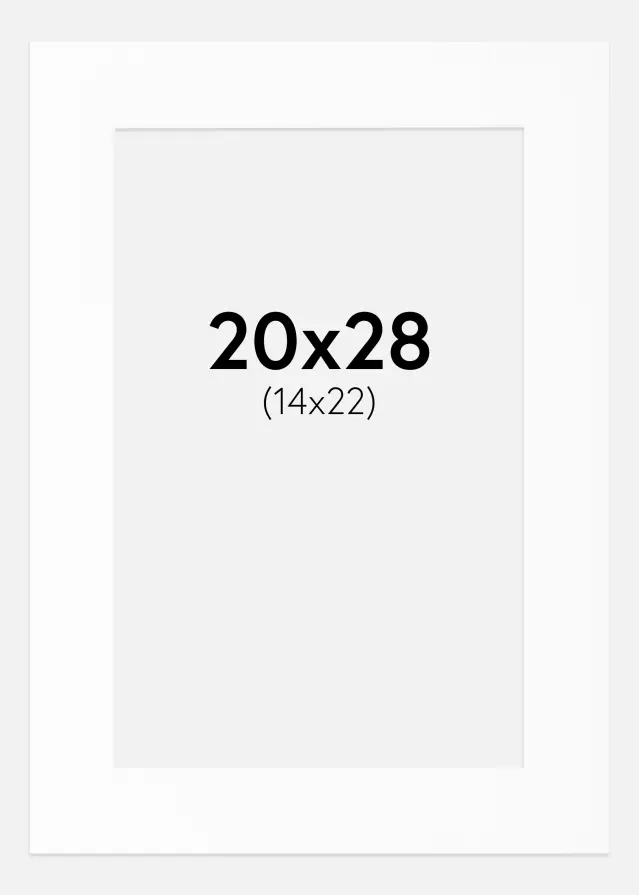 Passe-partout Blanc Standard (noyau blanc) 20x28 cm (14x22)