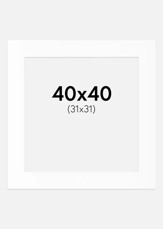Passe-partout Blanc Standard (noyau blanc) 40x40 cm (31x31)
