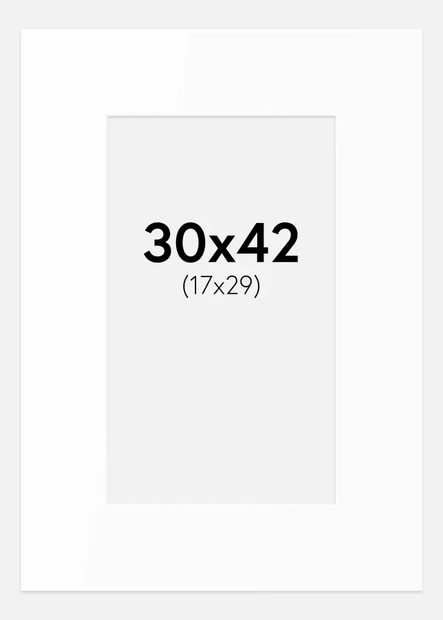 Passe-partout Blanc Standard (noyau blanc) 30x42 cm (17x29)