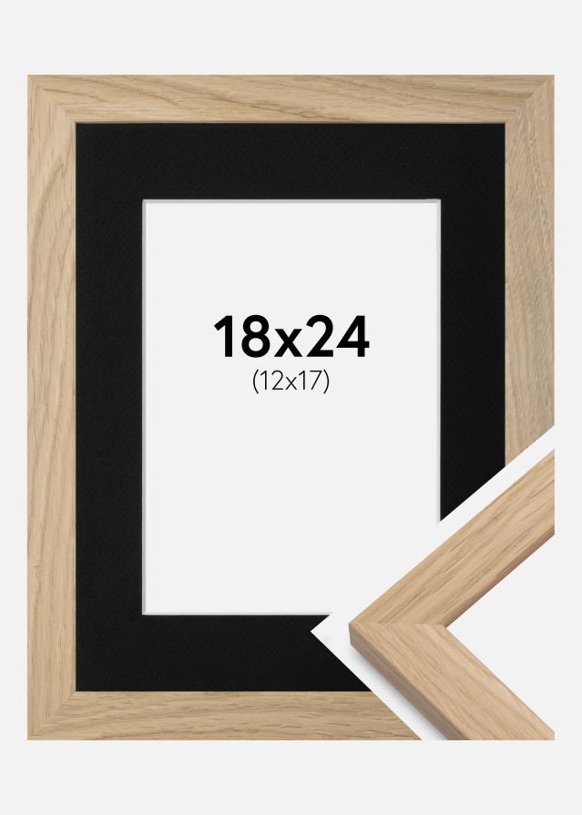 Cadre Oak Wood 18x24 cm - Passe-partout Noir 13x18 cm