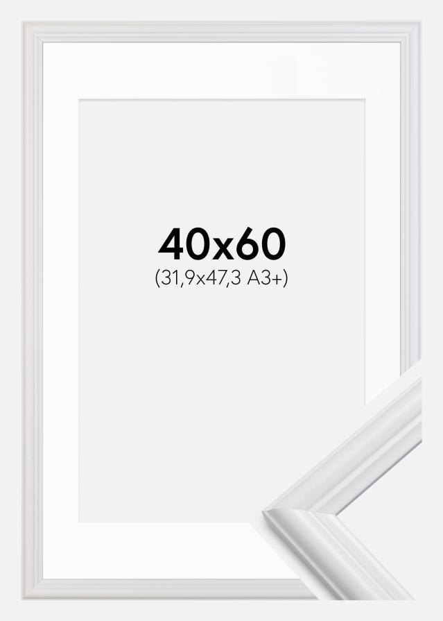 Cadre Siljan Blanc 40x60 cm - Passe-partout Blanc 32,9x48,3 cm (A3+)