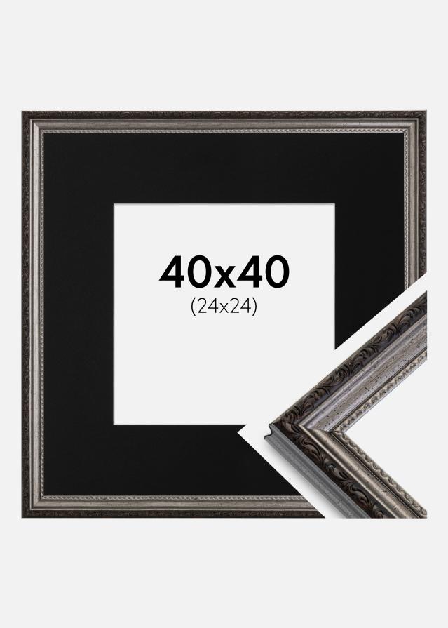 Cadre Abisko Argent 40x40 cm - Passe-partout Noir 25x25 cm