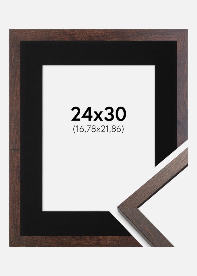 Cadre Trendy Noyer 24x30 cm - Passe-partout Noir 7x9 pouces